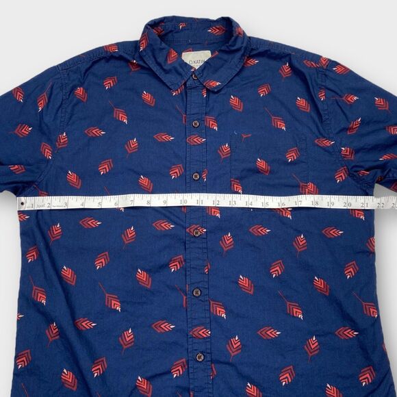 KATIN Shirt Mens Large Blue Southwest Floral Print Button Up Short Sleeve - Picture 11 of 12